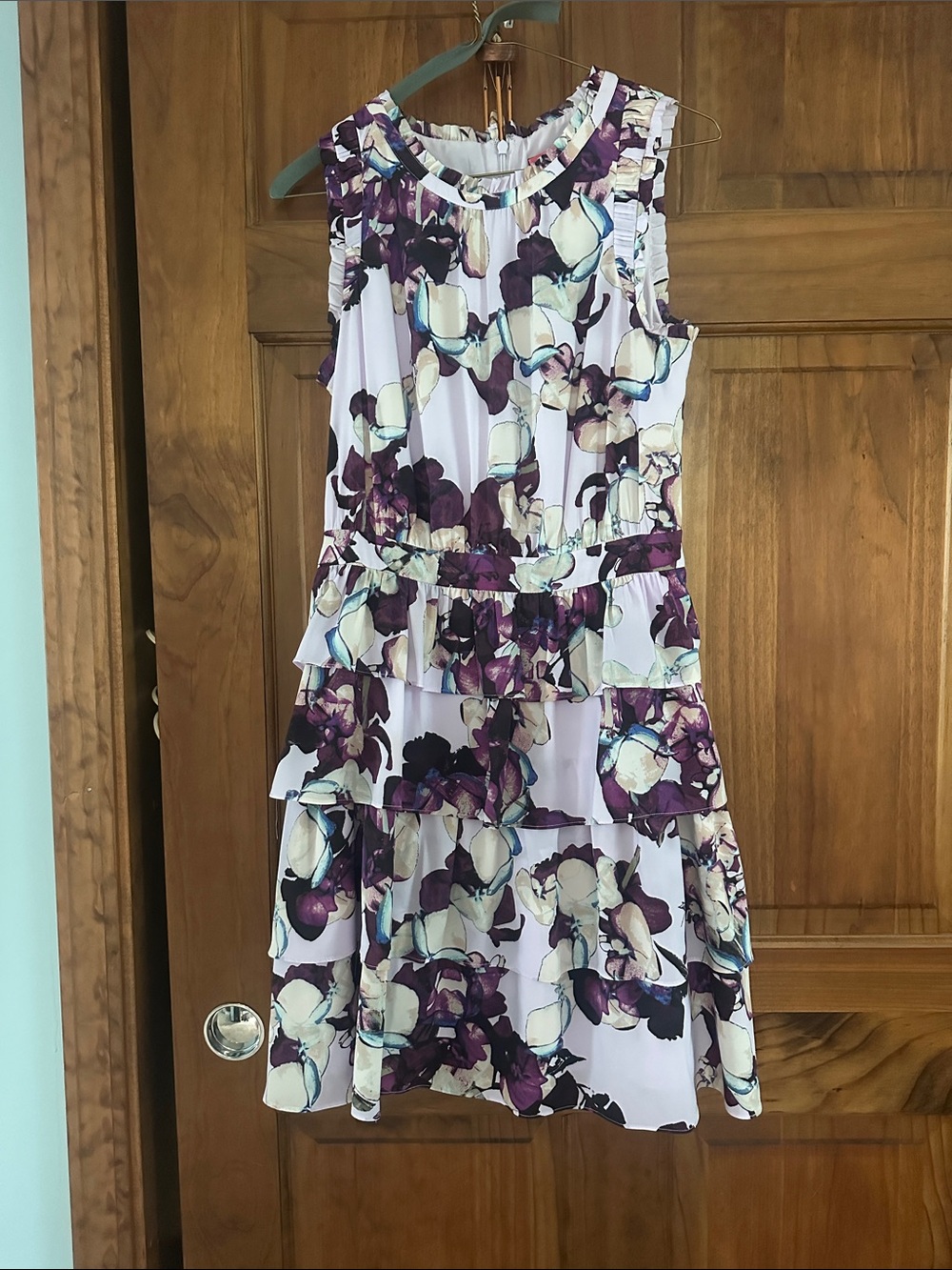 Banana Republic Lavender and Purple Floral Ruffled Midi Dress